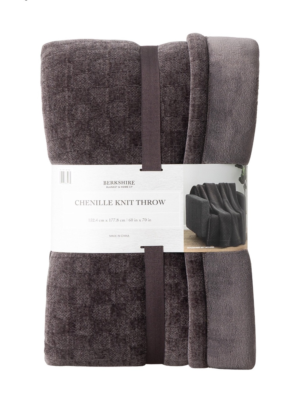Berkshire Throw Dark Gray Reversible Plush Chenille 60x70 Cozy Machine Washable